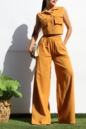 DD8157, BUTTON DOWN TOP AND PANTS SET