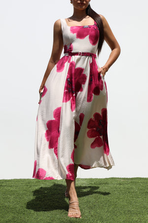 DD8107, PRINTED SQUARE NECK MIDI DRESSES