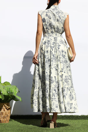 DD8017, PRINTED BUTTON DOWN MIDI DRESS