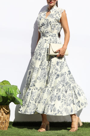 DD8017, PRINTED BUTTON DOWN MIDI DRESS