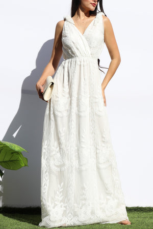 DD6079, LACE V NECK MAXI DRESS