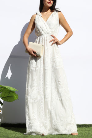 DD6079, LACE V NECK MAXI DRESS
