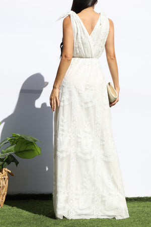 DD6079, LACE V NECK MAXI DRESS