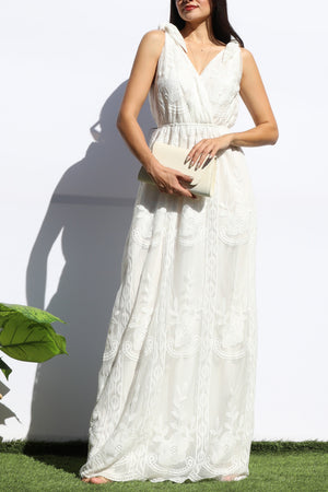 DD6079, LACE V NECK MAXI DRESS