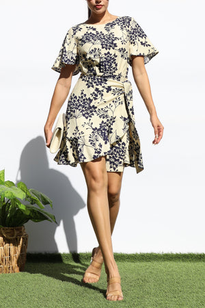 DD8177, FLORAL WRAP MINI DRESS