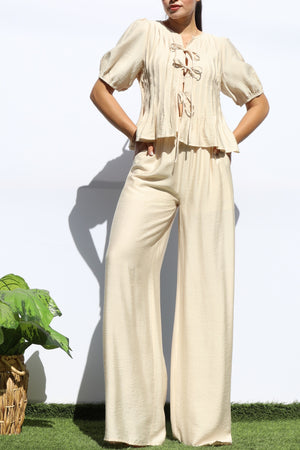 DD7948, RIBBON TIE TOP AND PANTS SET