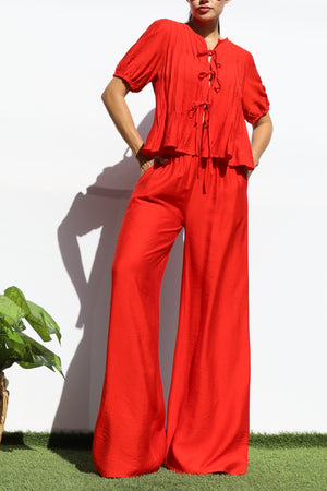 DD7948, RIBBON TIE TOP AND PANTS SET