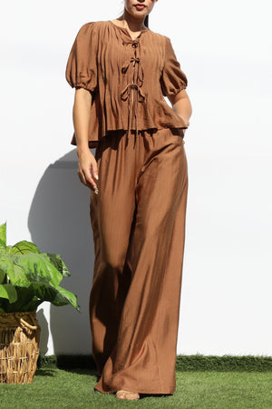 DD7948, RIBBON TIE TOP AND PANTS SET