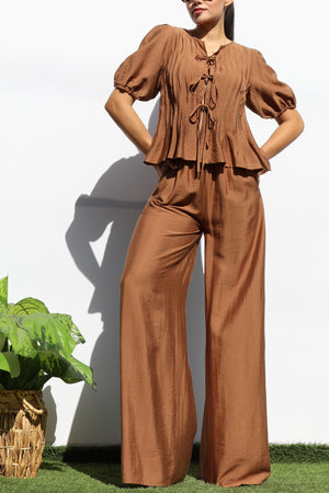 DD7948, RIBBON TIE TOP AND PANTS SET