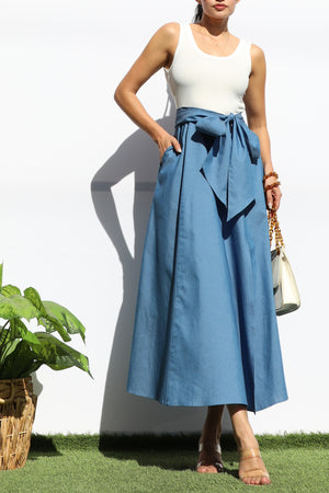 DD7903, TANK TOP DENIM MIDI DRESS