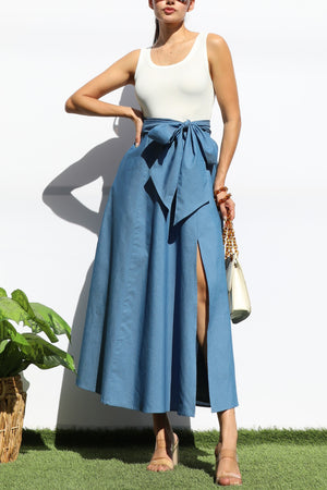 DD7903, TANK TOP DENIM MIDI DRESS