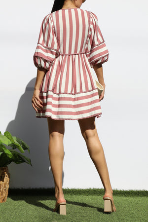 DD7933, STRIPED LOOSE FIT MINI DRESS