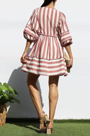 DD7933, STRIPED LOOSE FIT MINI DRESS
