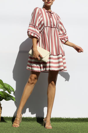 DD7933, STRIPED LOOSE FIT MINI DRESS