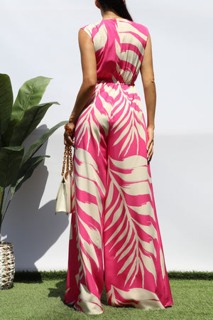 DD8183, LOOSE FIT WRAP FLARE-LEG JUMPSUIT