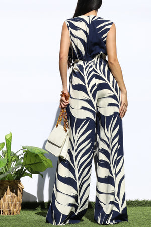 DD8183, LOOSE FIT WRAP FLARE-LEG JUMPSUIT