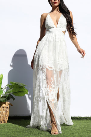 DD8138, LACE CUT OUT MAXI DRESS