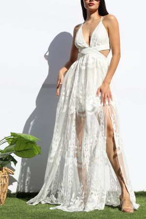 DD8138, LACE CUT OUT MAXI DRESS