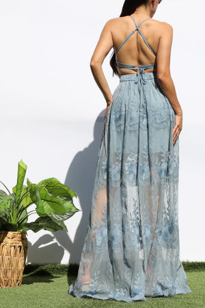 DD8138, LACE CUT OUT MAXI DRESS