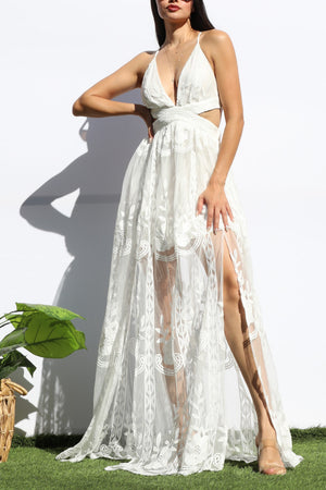 DD8138, LACE CUT OUT MAXI DRESS