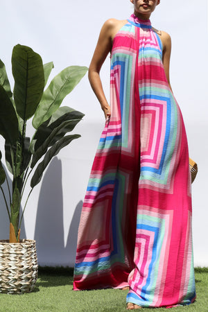 DD8105, PRINTED LOOSE FIT JUMPSUIT