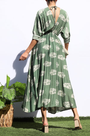 DD6785, BORDER PRINTED WOVEN MIDI DRESS