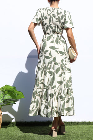 DD7912, Smocked Top Tiered Midi Dress