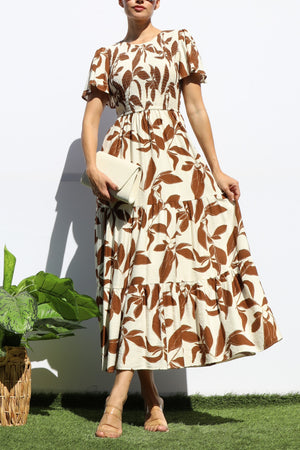 DD7912, Smocked Top Tiered Midi Dress