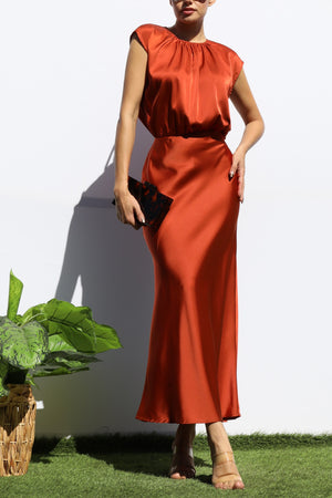 DD6458, SATIN MIDI SLIP SKIRT DRESS