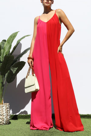 DD3219, MULTI V NECK LOOSE FIT JUMPSUIT