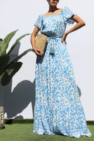 DD3625, PRINTED OFF SHOULDER MAXI DRESS
