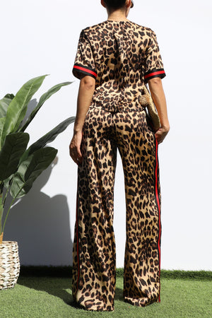 DD7771, LEOPARD LOOSE FIT TOP AND PANT SET