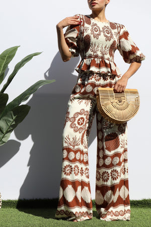 DD7713, SMOCKED TOP AND PANTS SET