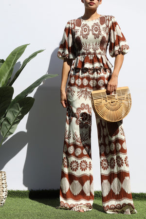 DD7713, SMOCKED TOP AND PANTS SET