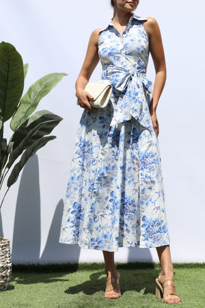 DD8244, PRINTED BUTTON DOWN MIDI DRESS