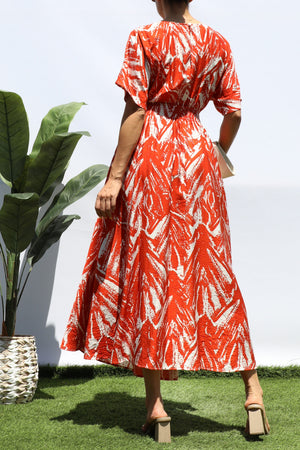 DD8275, PRINTED LOOSE FIT MIDI DRESS