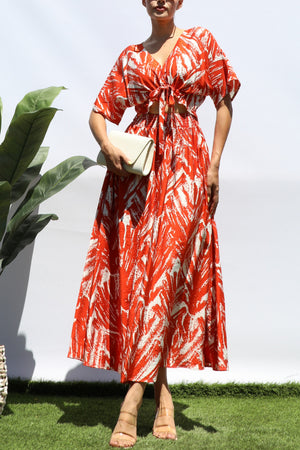 DD8275, PRINTED LOOSE FIT MIDI DRESS