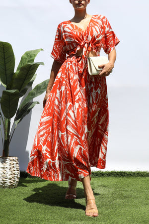 DD8275, PRINTED LOOSE FIT MIDI DRESS