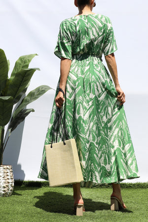 DD8275, PRINTED LOOSE FIT MIDI DRESS