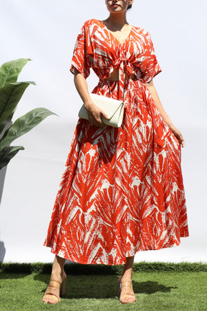 DD8275, PRINTED LOOSE FIT MIDI DRESS