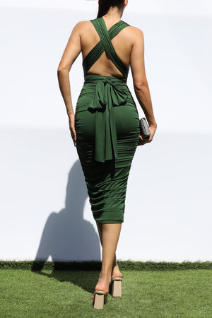 DD3420, MULTI WAY VENETIAN RUCHED BODYCON DRESS