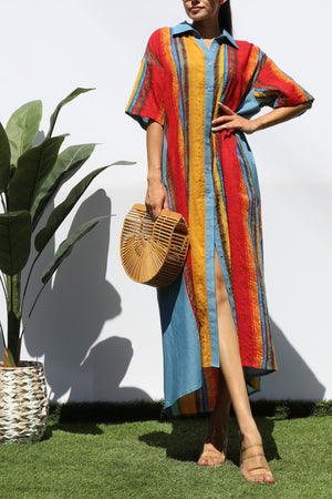 DD6172, BUTTON DOWN WOVEN SHIRT DRESS