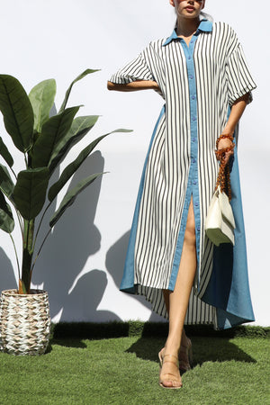 DD6172, BUTTON DOWN WOVEN SHIRT DRESS