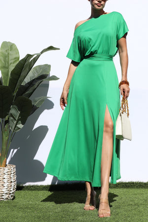 DD3513, LOOSE FIT STRETCH MIDI DRESS