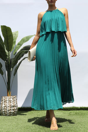 DD7021, PLEATED WOVEN MIDI DRESS