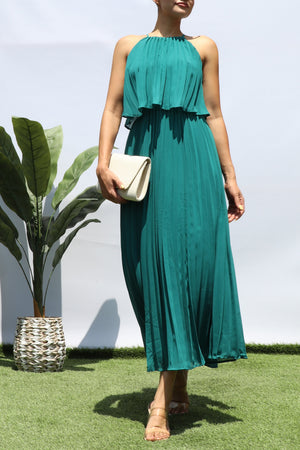 DD7021, PLEATED WOVEN MIDI DRESS