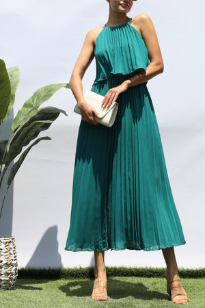 DD7021, PLEATED WOVEN MIDI DRESS