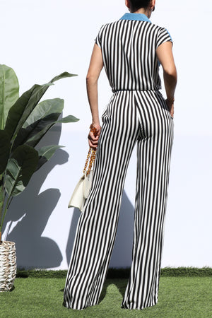 DD7391, STRIPED SHIRT TOP AND PANTS SET