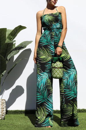 DD4578, PRINTED SMOCKED TOP JUMPSUIT