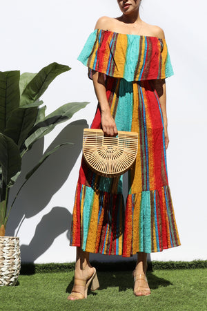 DD4550, PRINTED OFF SHOULDER JUMPSUIT